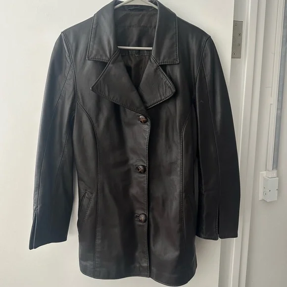 VINTAGE DARK BROWN LEATHER BLAZER/JACKET